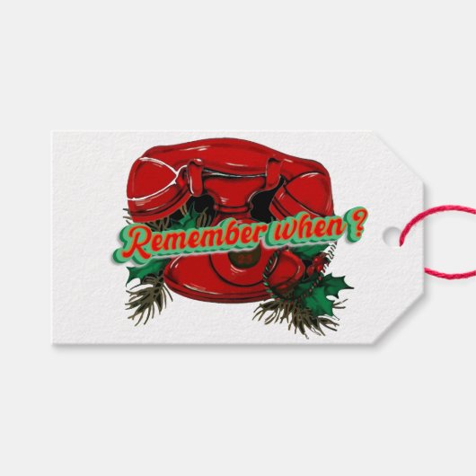 Antique Red Christmas Telefone Koordination Geschenkanhänger (Vorderseite (Horizontal))