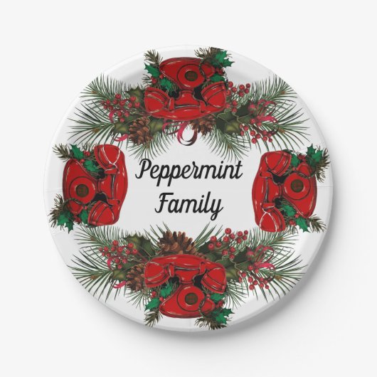 Antique Red Christmas Telefone Koordination Pappteller (Vorderseite)