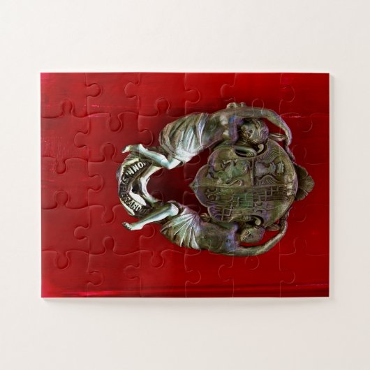 Antique Red Door Knocker | Malta Architecture Puzzle (Horizontal)