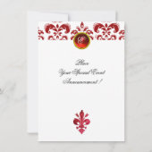 ANTIQUE RED LILIE Damask Gem Monogram Einladung (Rückseite)