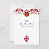 ANTIQUE RED LILIE Damask Gem Monogram Einladung (Rückseite)