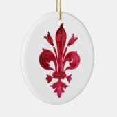 ANTIQUE RED LILIE IN WHITE Heraldic Floral Keramik Ornament (Rechts)