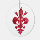 ANTIQUE RED LILIE IN WHITE Heraldic Floral Keramik Ornament (Links)