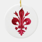 ANTIQUE RED LILIE IN WHITE Heraldic Floral Keramik Ornament (Hinten)