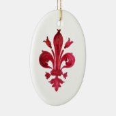 ANTIQUE RED LILIE IN WHITE Heraldic Floral Keramik Ornament (Rechts)