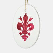 ANTIQUE RED LILIE IN WHITE Heraldic Floral Keramik Ornament (Links)
