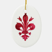 ANTIQUE RED LILIE IN WHITE Heraldic Floral Keramik Ornament (Vorne)