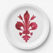 ANTIQUE RED LILIE IN WHITE Heraldic Floral Pappteller (Vorderseite)