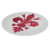 ANTIQUE RED LILIE IN WHITE Heraldic Floral Schneidebrett (Ecke)