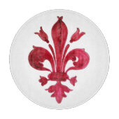 ANTIQUE RED LILIE IN WHITE Heraldic Floral Schneidebrett (Vorderseite)
