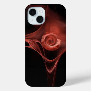 ANTIQUE RED PINK FRAKTAL ROSE iPhone 15 HÜLLE