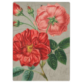 Antique Red Rose Art on Grey Klemmbrett (Rückseite)