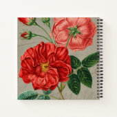 Antique Red Rose Art on Grey Monogram Notizblock (Rückseite)