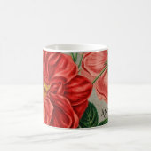 Antique Red Rose Art on Grey Personalised Kaffeetasse (Mittel)