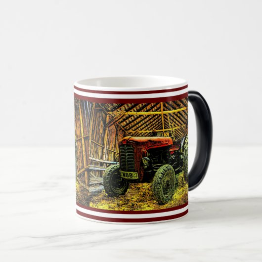Antique Red Tractor Rustic Barcoffee Tasse (VorderseiteRechts)