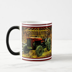 Antique Red Tractor Rustic Barcoffee Tasse