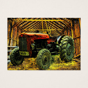Antique Red Tractor Rustic Barn