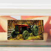 Antique Red Tractor Rustic Barn Etiketten (Befestigt)