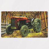 Antique Red Tractor Rustic Barn Etiketten (Design 2)