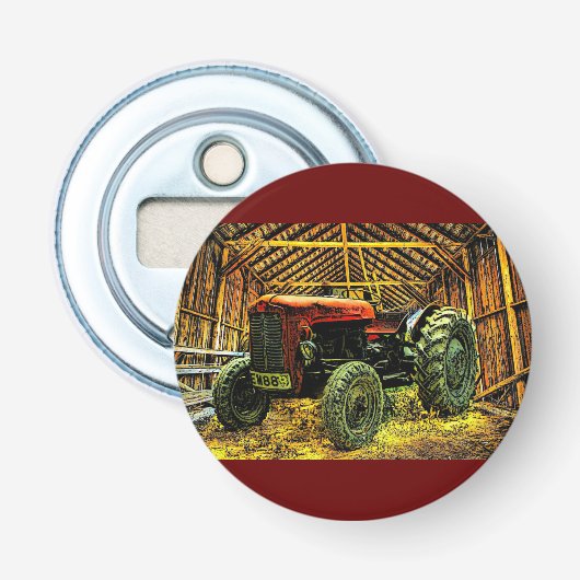 Antique Red Tractor Rustic Barn Flaschenöffner (Vorderseite)