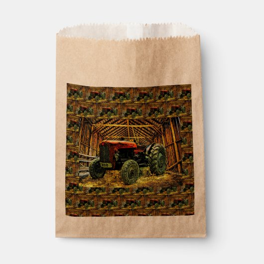 Antique Red Tractor Rustic Barn Geschenktütchen (Vorderseite)