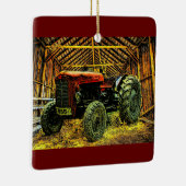 Antique Red Tractor Rustic Barn Keramikornament (Rechts)
