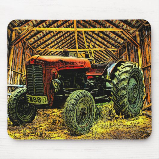 Antique Red Tractor Rustic Barn Mousepad (Vorne)