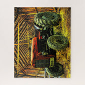 Antique Red Tractor Rustic Barn Puzzle (Vertikal)