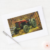 Antique Red Tractor Rustic Barn Rechteckiger Aufkleber (Umschlag)