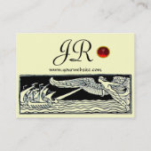 ANTIQUE REISE, ROTES RUBY-MONOGRAM, Schwarz-weißes Visitenkarte (Rückseite)