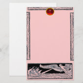 ANTIQUE REISE RUBY, rosa Briefpapier (Vorne/Hinten)