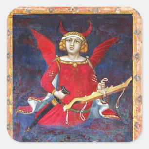 ANTIQUE RENAISSANCE-TAROT /DEVIL-Priesterdetails Quadratischer Aufkleber
