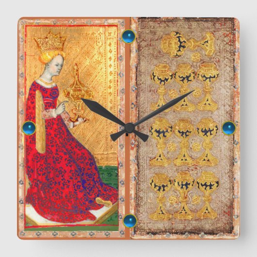 ANTIQUE RENAISSANCE TAROT/ZEHN UND KUPPENKÖCHE QUADRATISCHE WANDUHR (Vorderseite)