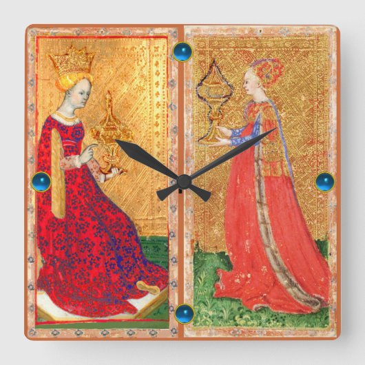 ANTIQUE RENAISSANCE-TAROTEN/ KARTE UND KÜHLKÄSE QUADRATISCHE WANDUHR (Vorderseite)