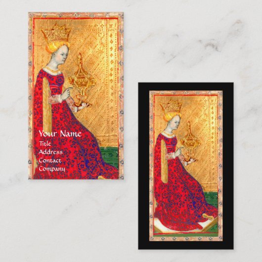 ANTIQUE RENAISSANCE-TAROTEN / KUPPENQUEEN VISITENKARTE (Vorne/Hinten)