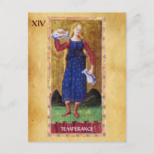 ANTIQUE RENAISSANCE TAROTKARTEN 14 / MÄSSIGUNG POSTKARTE