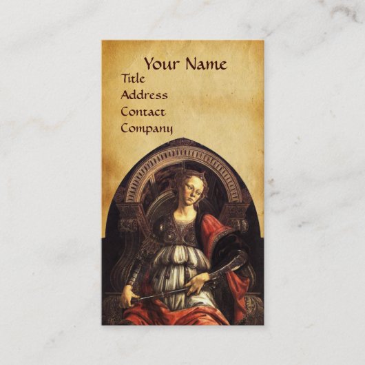 ANTIQUE RENAISSANCE TAROTS 11 FORTITUDE PARCHMENT VISITENKARTE (Vorderseite)