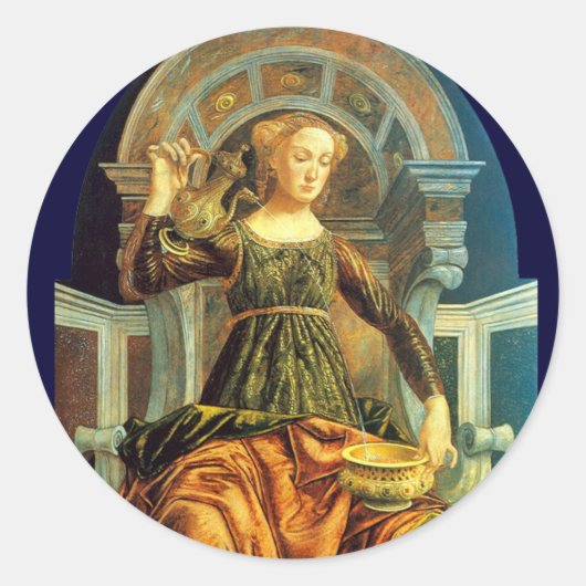 ANTIQUE RENAISSANCE TAROTS 14 TEMPERANCE-Perchment Runder Aufkleber (Vorderseite)