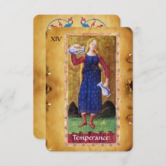 ANTIQUE RENAISSANCE TAROTS 14/TEMPERANZ ANKÜNDIGUNG (Vorne/Hinten)