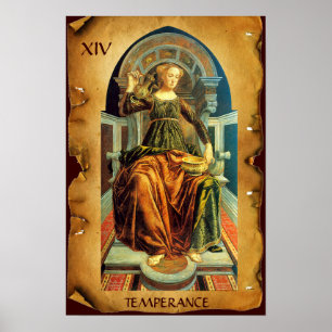 ANTIQUE RENAISSANCE TAROTS 14/TEMPERANZ POSTER