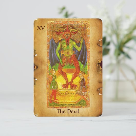 ANTIQUE RENAISSANCE TAROTS 15 / DIE DEVIL ANKÜNDIGUNG (Stehend Vorderseite)