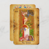 ANTIQUE RENAISSANCE TAROTS 16 / DER TURM ANKÜNDIGUNG (Vorne/Hinten)