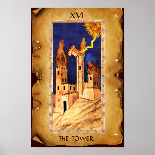 ANTIQUE RENAISSANCE TAROTS 16 / DER TURM POSTER (Vorne)