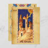 ANTIQUE RENAISSANCE TAROTS 16 / DER TURM POSTKARTE (Vorne/Hinten)