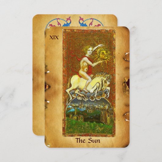 ANTIQUE RENAISSANCE TAROTS 19 / DIE SONNE ANKÜNDIGUNG (Vorne/Hinten)
