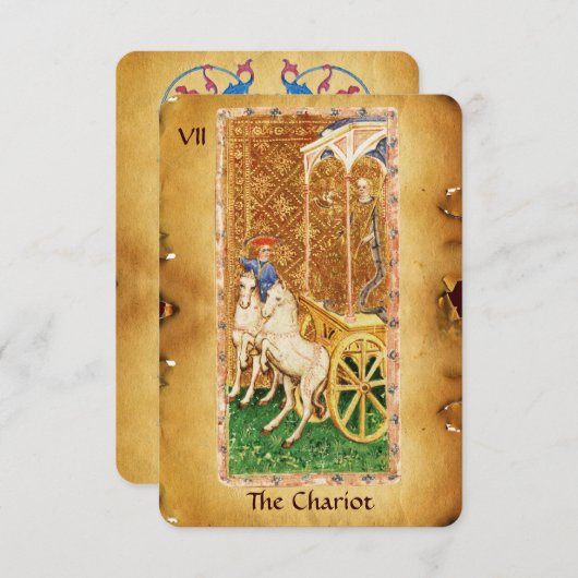 ANTIQUE RENAISSANCE TAROTS 7 / DIE CHARIOT ANKÜNDIGUNG (Vorne/Hinten)