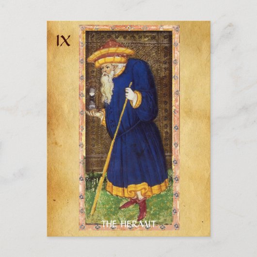 ANTIQUE RENAISSANCE TAROTS 9 / DIE HERMIT POSTKARTE (Vorderseite)