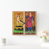 ANTIQUE RENAISSANCE TAROTS / DIE SONNE UND DER MON QUADRATISCHE WANDUHR (Zuhause)