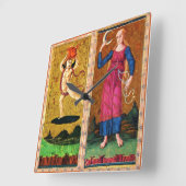 ANTIQUE RENAISSANCE TAROTS / DIE SONNE UND DER MON QUADRATISCHE WANDUHR (Winkel)