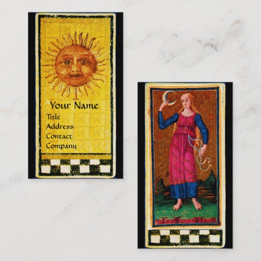 ANTIQUE RENAISSANCE TAROTS / DIE SONNE UND DER MON VISITENKARTE (Vorne/Hinten)